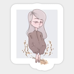 girl with flowers Sticker